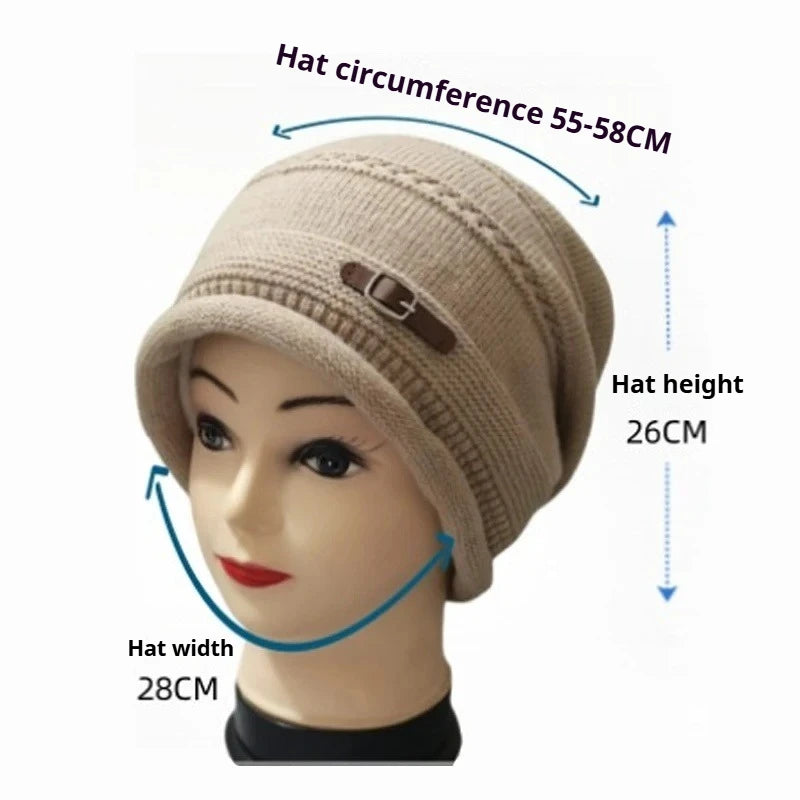 Women's Knit Beanie Hat Autumn Winter Warm Plush Fleece Lined Large Size Full Coverage Stackable Design Outdoor Activities Daily