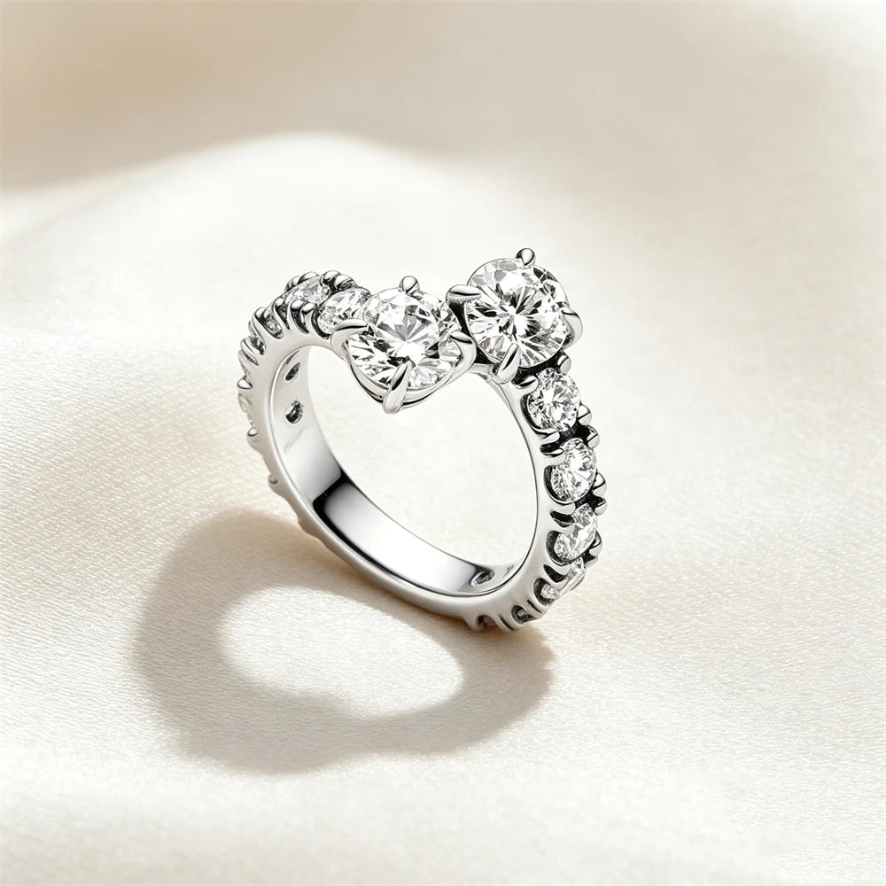 2026 New 925 Silver Sun Star Moon Bow Ring, Size 6 7 8 9, Suitable for European Women's Original Charm High Jewelry Gifts