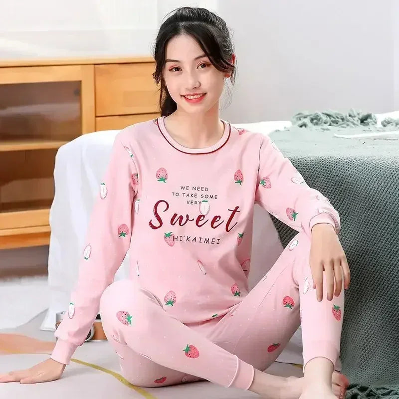 Teens Pajamas Long Sleeves 100% Cotton Pyjamas Big Kids Clothes Sets Children Boys Sleepwear Pajamas For Girls 10 12 14 16 Years