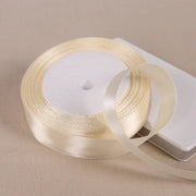 Beige Satin Gift-Wrapping Ribbon — 25 Yards, Selected Width