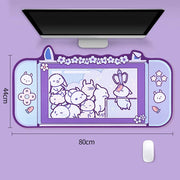 Large Kawaii Gaming Mouse Pad Cute Pink Purple Sakura Bunny Desk Pad Water Proof Nonslip Laptop Desk Accessories for Gaming