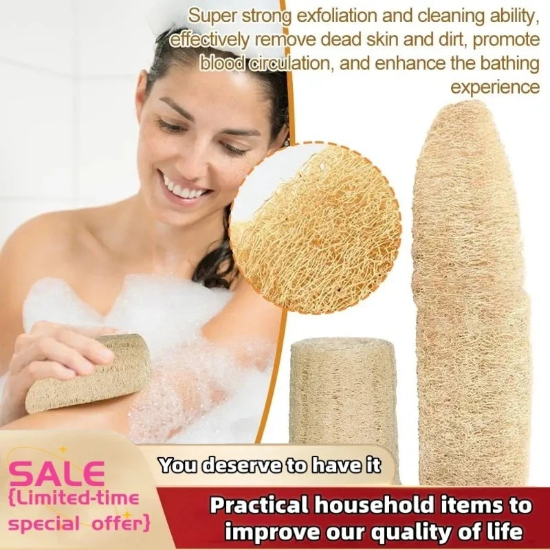 Natural Loofah Scrubber 1/2Pcs Body Exfoliating Brush Spa Bathing Tool MultiPurpose Cleaner for Bathroom Kitchen Daily Cleansing