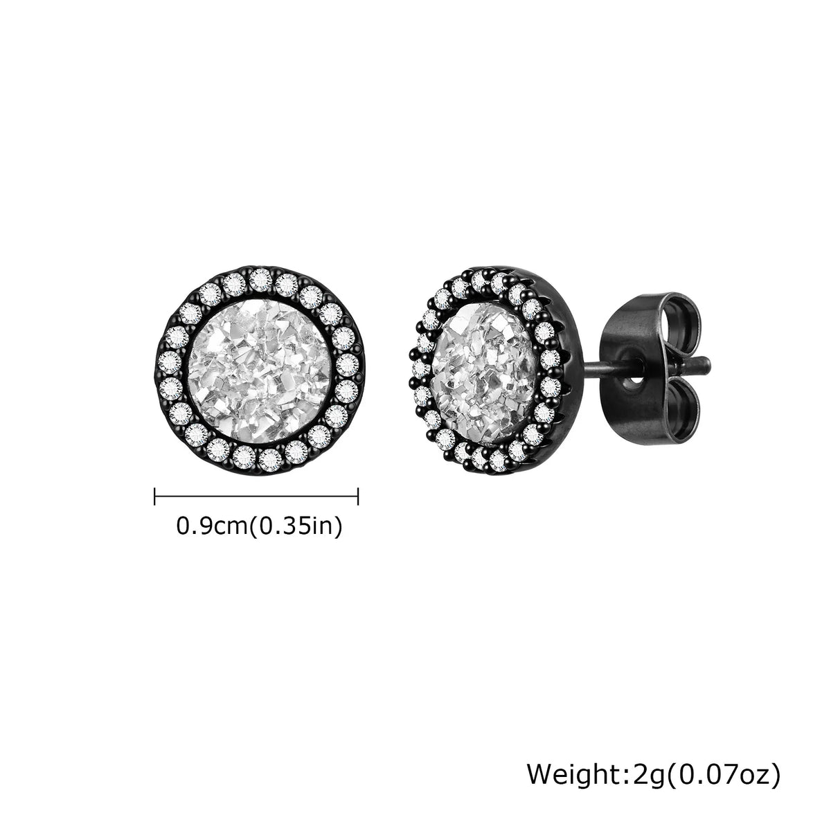 Hip Hop Broken Zircon Stud Earrings for Men Boys,Anti Allergy Round Small Metal Earrings,Rock Punk Jewelry Gifts