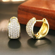 Huitan Charming Lady Hoop Earrings Circle Design Inlaid Bright Cubic Zirconia Trendy Jewelry Accessories for Daily Party Wedding