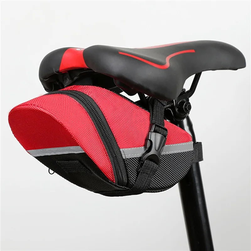 600D Nylon Bicycle Saddle Bag — Black or Red, 1 Piece