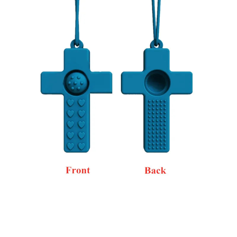 BPA Free Silicone Baby Teether Cartoon Newborn Sensory Chew Necklace Pendant Teething Toys for Autism ADHD Special Care Teethers