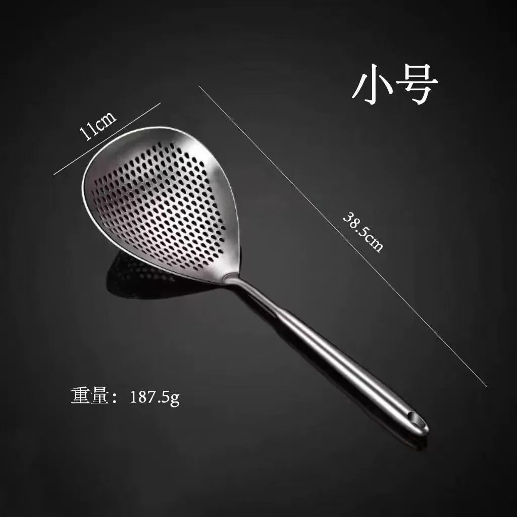1pc Large Durable Stainless Steel Colander Skimmer Spoon, Heavy Duty Food Strainer Spoon  for Frying & Cooking, Kitchen Utensils