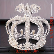 Baroque Round Crown Tiara Headband For Women Party Cake Brithday Bridal Wedding Hair Accessories Jewelry Crown Tiara Gift