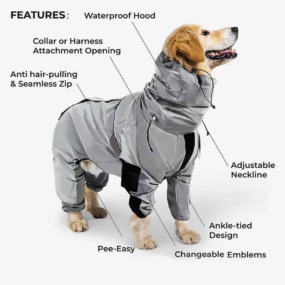 Reflective Waterproof Dog Rain Jumpsuit