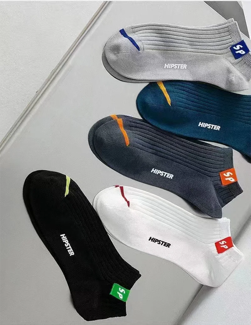 Men's Polyester Low-Cut Ankle Socks — 5 Pairs, Mixed Colors