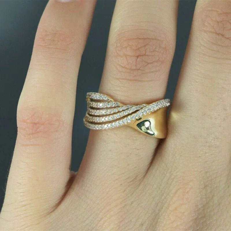 2026 New Personalized Niche Ring Female Actress with Punk Line Design, Popular Internet Celebrity Style Jewelry Accessories