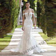 VIKTORIA Modern Mermaid Wedding Dresses For Woman Bride Off the Shoulder V-neck Robe De Mariée Personalized Customization