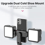 ST-06S Dual Head Phone Holder Horizontal and Vertical Phone Holder DSLR Camera Monitor Holder for Smartphone Vlogging
