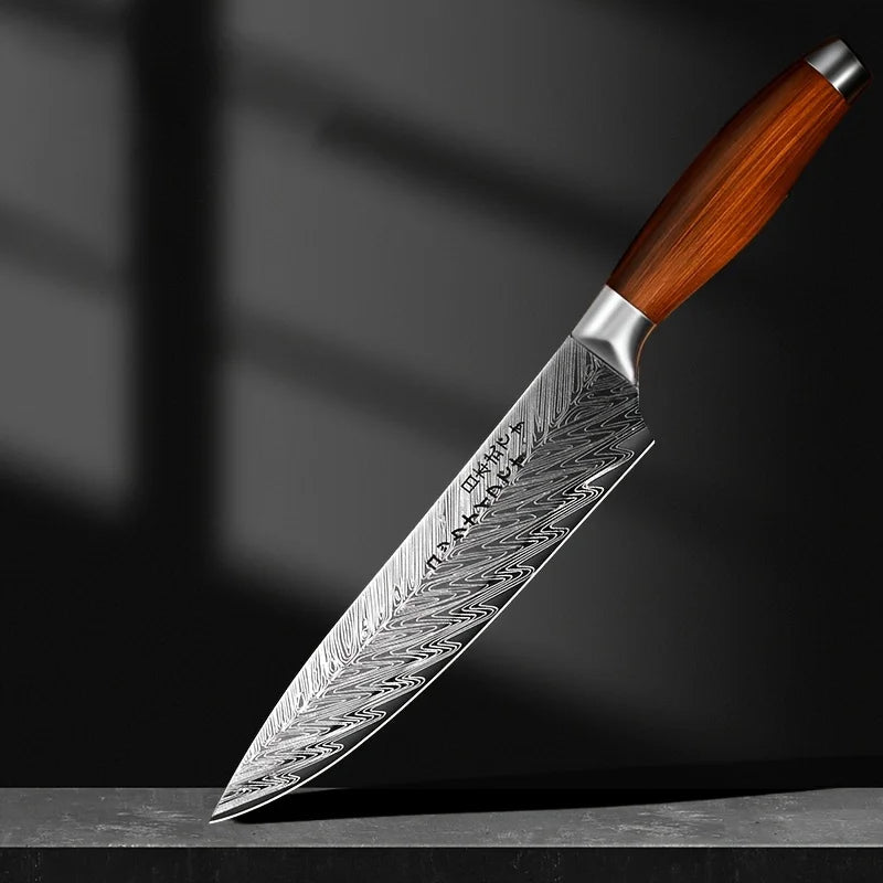 Kitchen High-end Knives For Restaurant, Chef's Knife Damascus Slicing Knife Chef's Special Cutting Salmon Knife Kitchen Utensils
