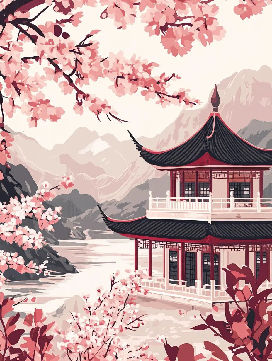 Cherry Blossom Paint-by-Number Canvas Kit