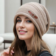 Women's Knit Beanie Hat Autumn Winter Warm Plush Fleece Lined Large Size Full Coverage Stackable Design Outdoor Activities Daily