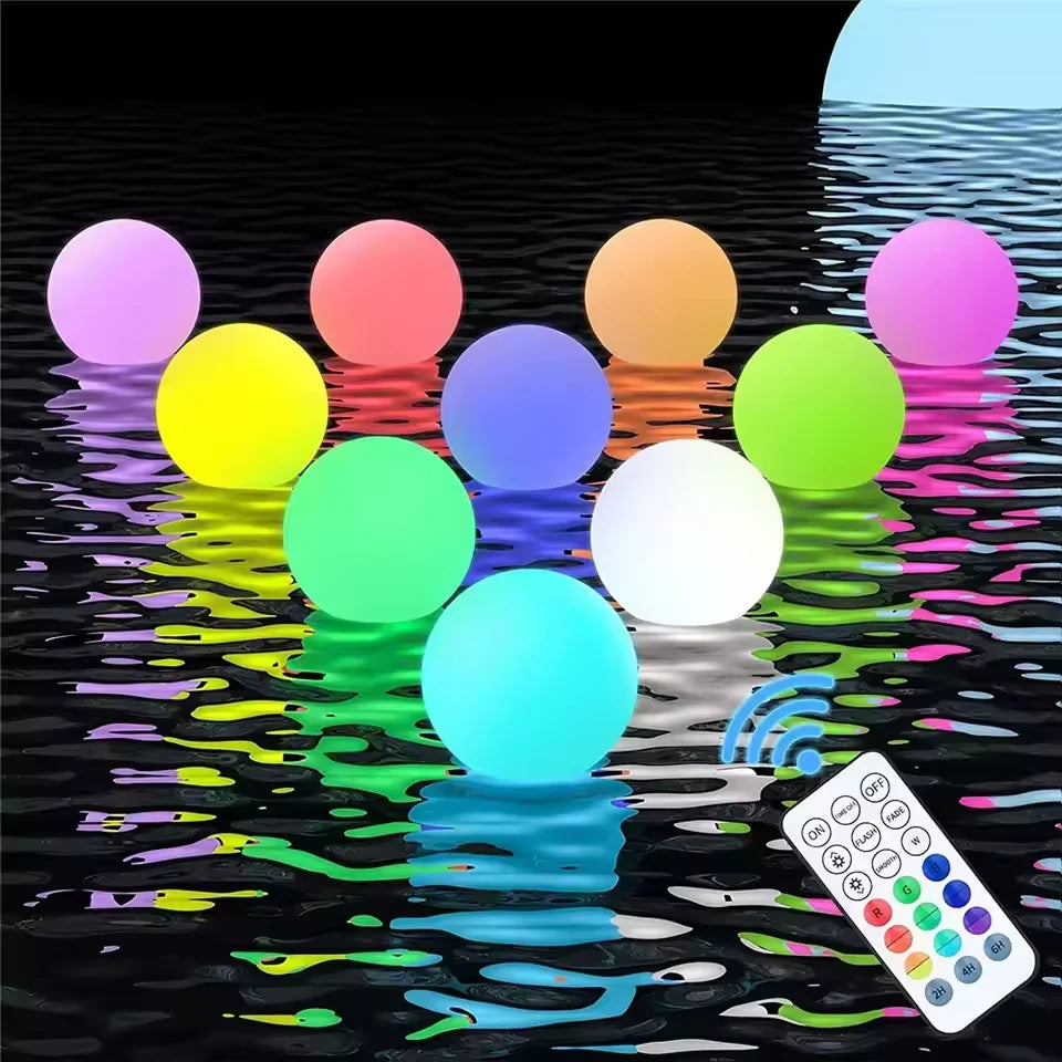 1-4PCS Floating Pool Lights with 16 Colors LED Glowing Inflatable Beach Balloon 20cm Waterproof Outdoor Swimming Pool Ball Light