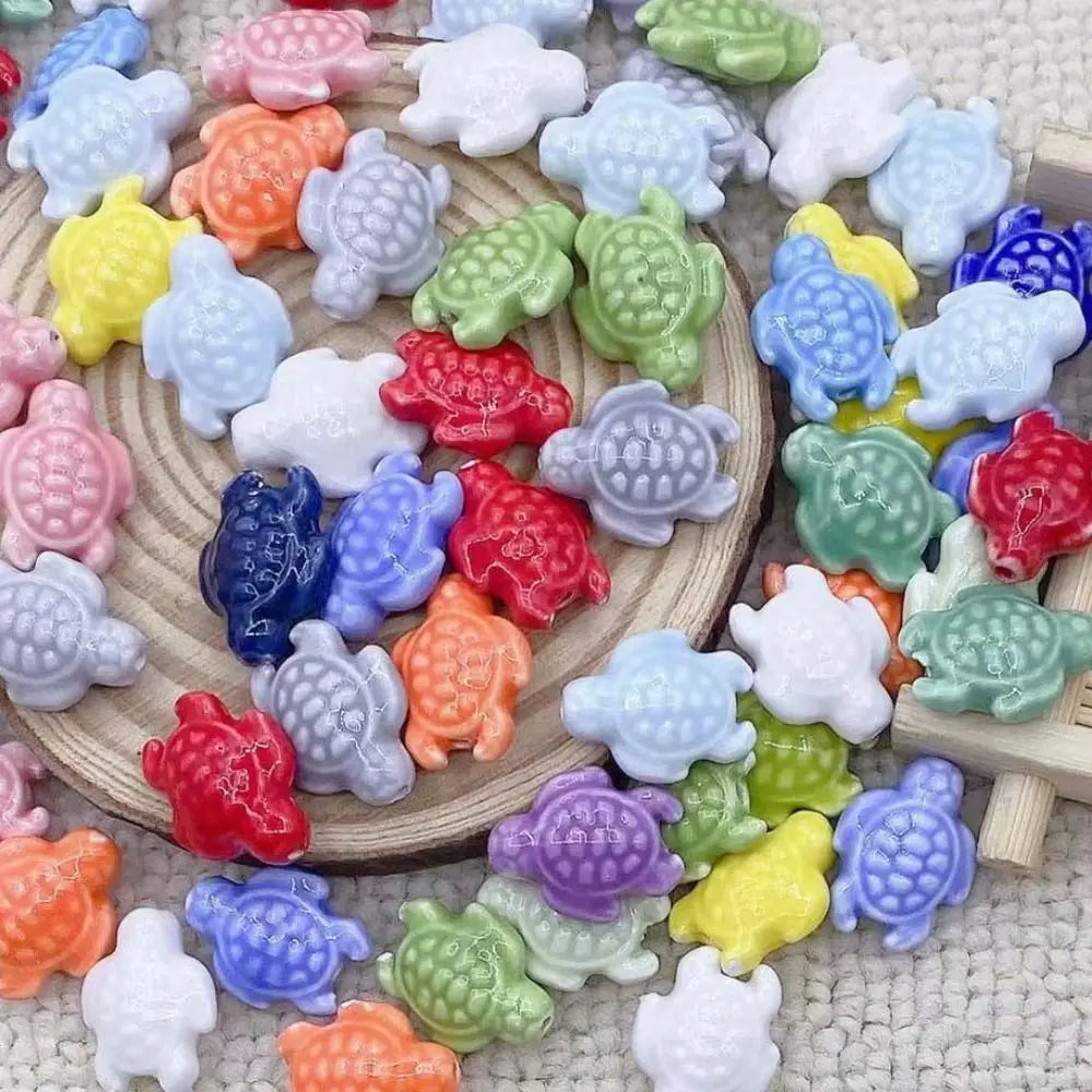 Ceramic Sea Turtle Beads, 10-Piece Set