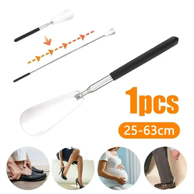Retractable Stainless Steel Shoehorn — 25–63 cm, Silver