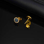 Hip Hop Broken Zircon Stud Earrings for Men Boys,Anti Allergy Round Small Metal Earrings,Rock Punk Jewelry Gifts