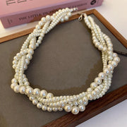 1Pc Twining Pearl Choker Necklaces For Women Geometric Necklaces Weddings Bride Jewelry Accessories