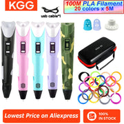 3D Pen With LCD Screen Compatible PLA Filament Toys 3D Drawing Printing Pen for Children DIY Christmas Birthday Gift