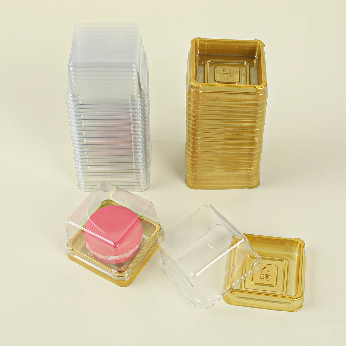 50Pcs Mini Dessert Cake Boxes Container Transparent Cupcake Pastry Baking Packaging Boxes Wedding Party Supplies Christmas Gift
