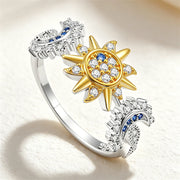 2026 New 925 Silver Sun Star Moon Bow Ring, Size 6 7 8 9, Suitable for European Women's Original Charm High Jewelry Gifts