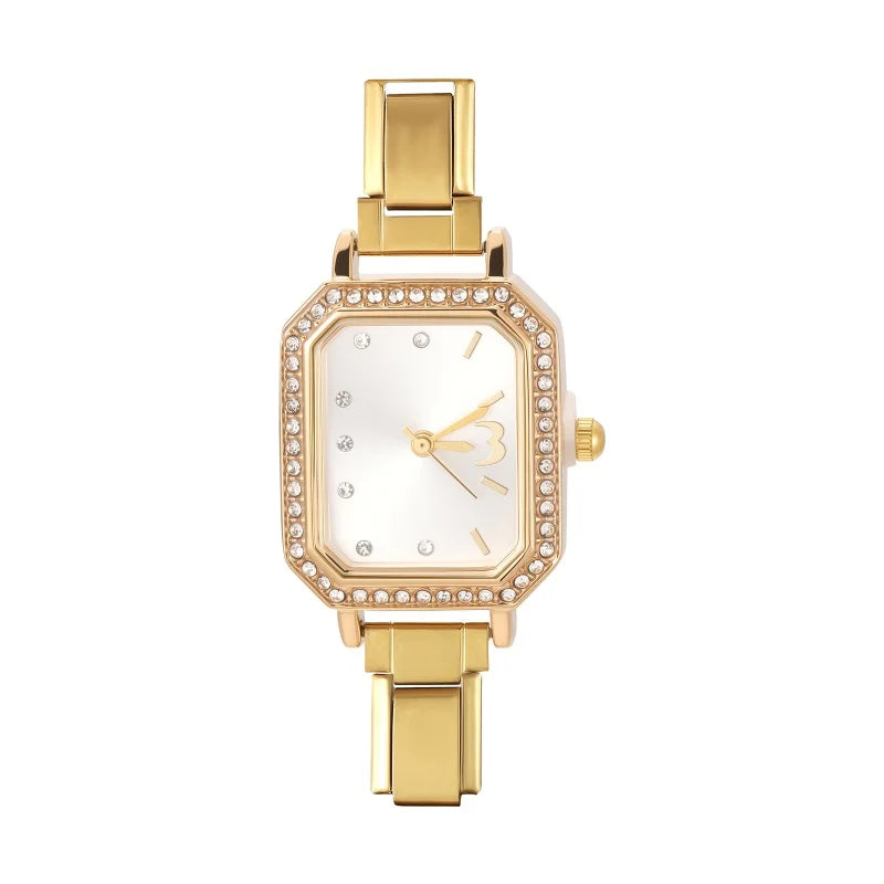 Fashion Luxury DIY 9MM Charm Stainless Steel Shiny Round Square Watch Bracelet Bangle High Quality Y2K Watch Head Christmas Gift