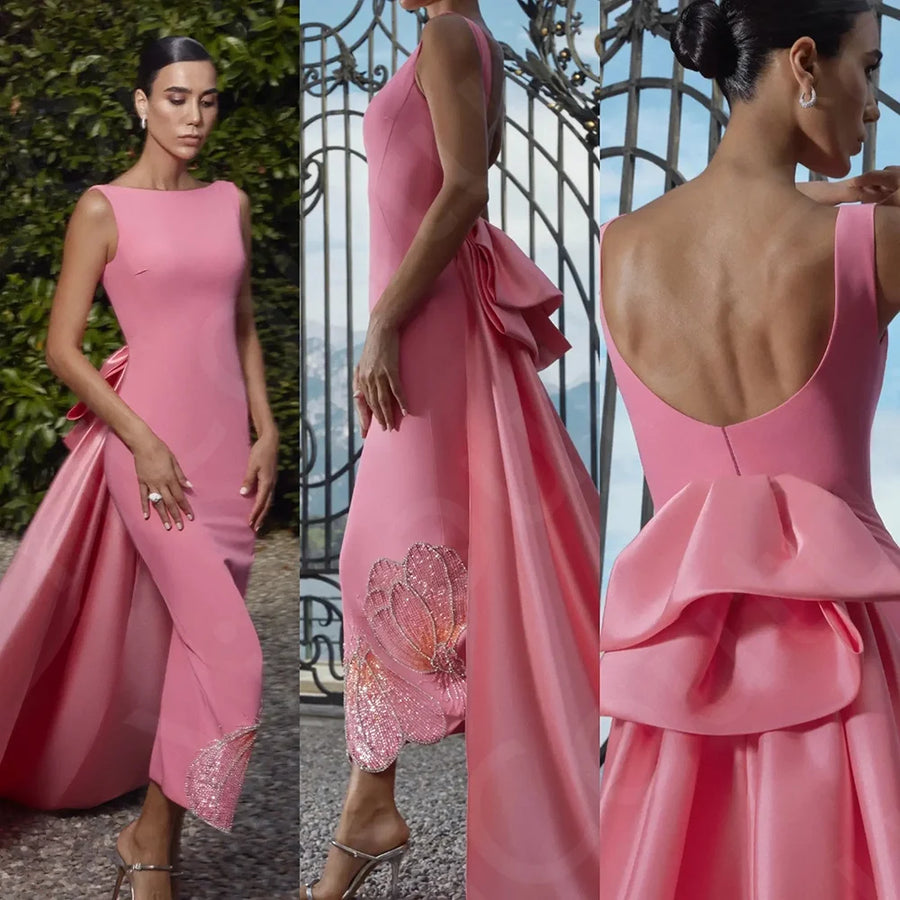 High-Low Beaded Evening Gown