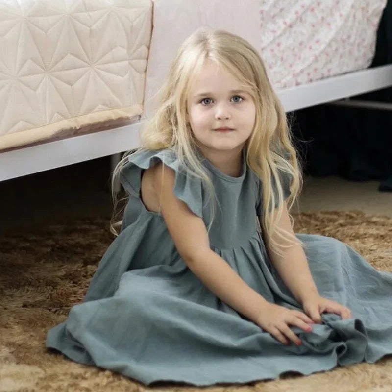 Linen Cotton Baby Ruffle Dress