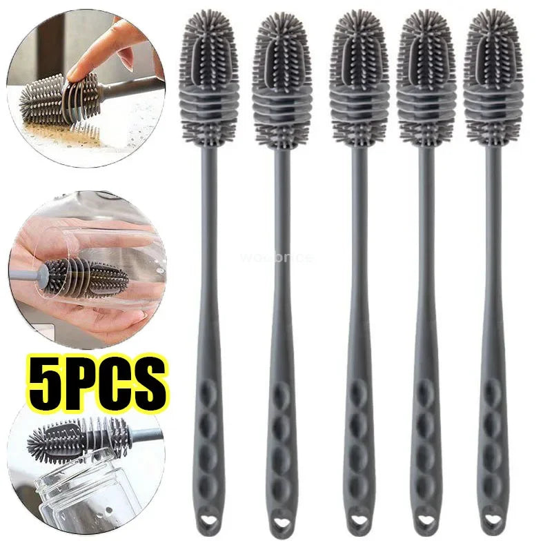 Long-Handle Silicone Bottle Cleaning Brush — Selected 1-, 2-, 3-, 5- or 10-Piece Pack