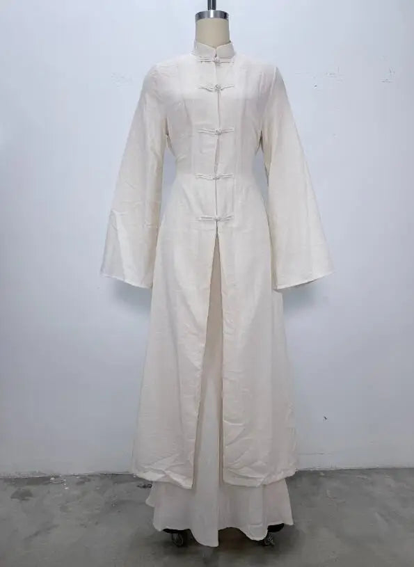 Eid Skirt Suit Women Long Coat Skirts 2 Piece Set Ramadan Single Breasted Morocco Dubai Muslim Robe Ensemble Arabic Outfits