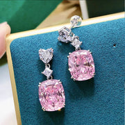 2026 New European and American Pink Earrings for Women, Elegant, Loving, Sweet, Light Luxury, Geometric Jewelry Accessories