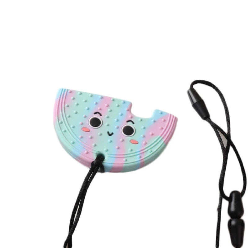 BPA Free Silicone Baby Teether Cartoon Newborn Sensory Chew Necklace Pendant Teething Toys for Autism ADHD Special Care Teethers