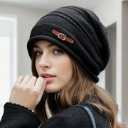Women's Knit Beanie Hat Autumn Winter Warm Plush Fleece Lined Large Size Full Coverage Stackable Design Outdoor Activities Daily