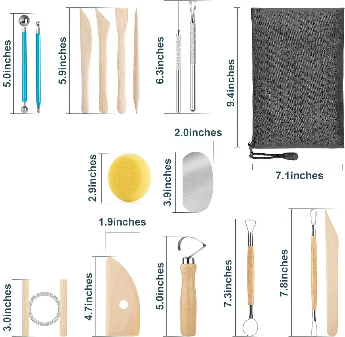 17pcs Pottery Sculpting Tools Set Ceramic Detail texture Shaping Blade Clay Modeling Stainless Steel Tool Kit Carving Hole Punch
