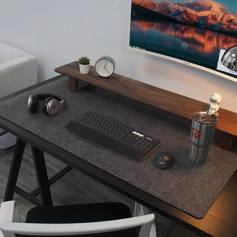 Dark Gray Felt Desk Mat — 100 × 50 cm, Non-Slip Backing