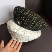 Panama Women's Belle Octagonal Painter Hat Fashion Outdoor Geometric Checker Spring and Autumn Season K219 Cap