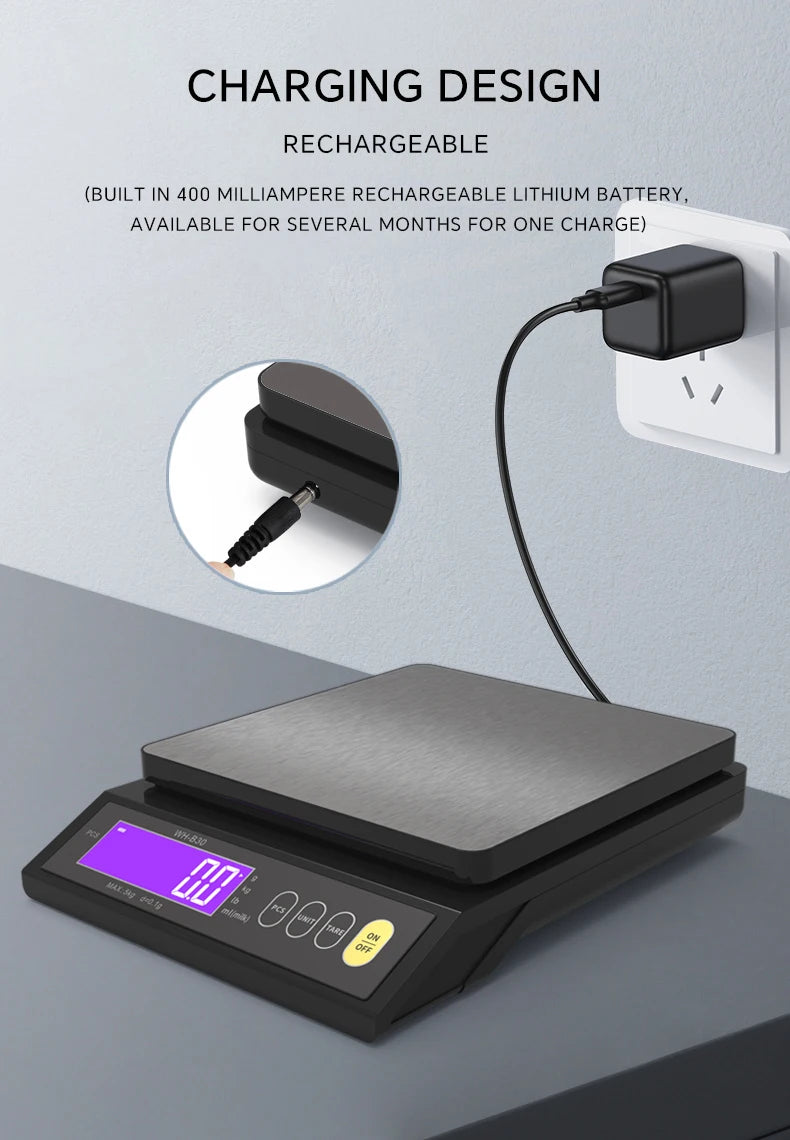 Rechargeable Stainless Steel Digital Kitchen Scale