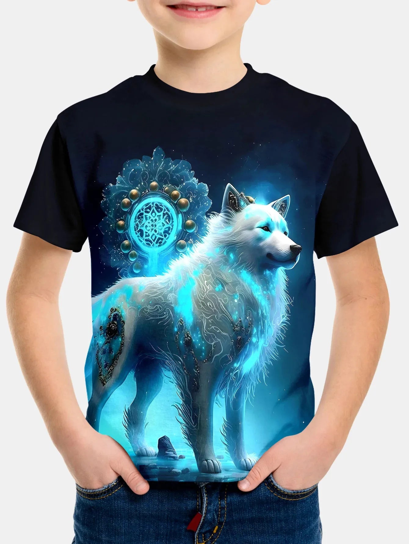 Wolf Print Kids Short-Sleeve T-Shirt