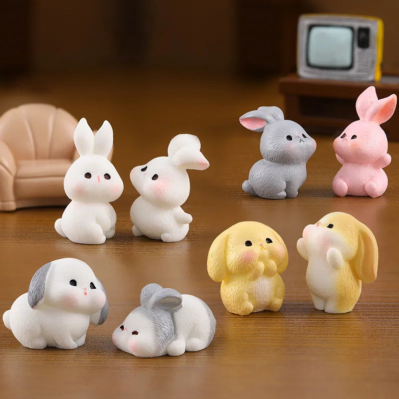 Mini Resin Rabbit Garden Figurine Set