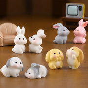 Mini Resin Rabbit Garden Figurine Set