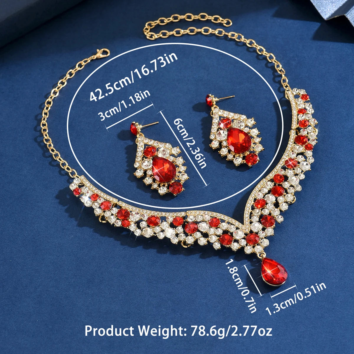FYUAN Women's Jewelry Set Red Blue Water Drop Crystal Earrings Necklace Zinc Alloy Casual Style All Season Wear