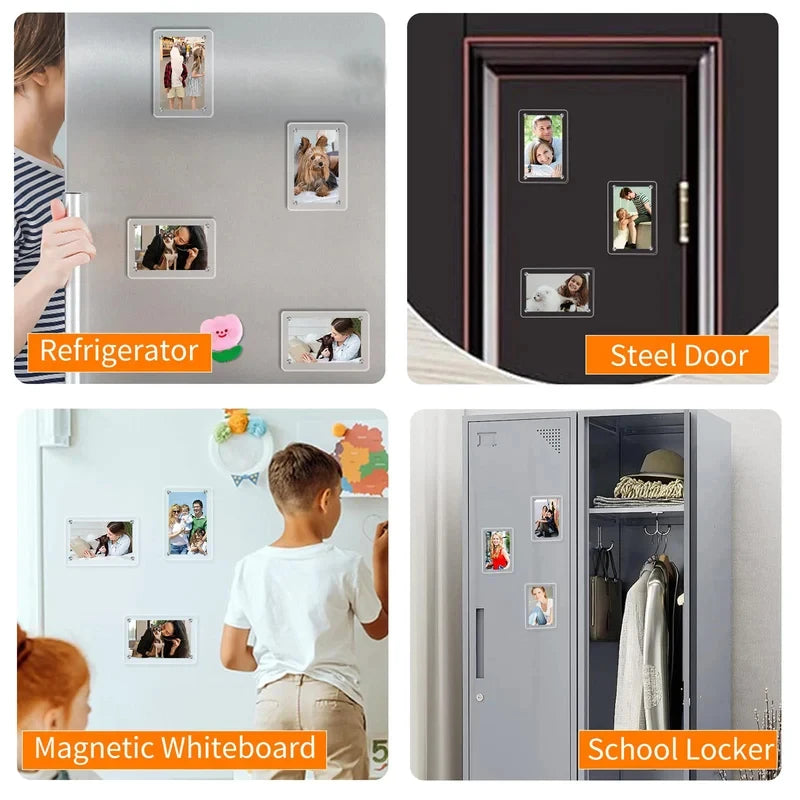 Clear Acrylic Magnetic Mini Photo Frames — 5-Piece Set