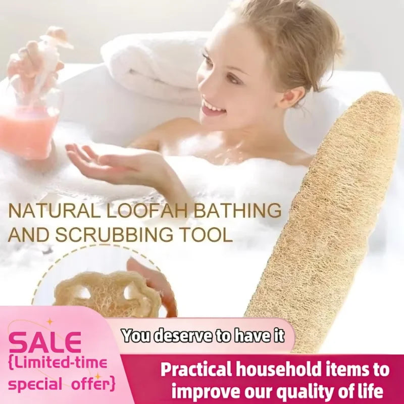 Natural Loofah Scrubber 1/2Pcs Body Exfoliating Brush Spa Bathing Tool MultiPurpose Cleaner for Bathroom Kitchen Daily Cleansing