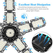 LED Garage Lights with 7/10+1 Adjustable Panels E26/E27 Ceiling Shop Work Lamp 150W 6500K Bulb for Workshop Industrial Lighting