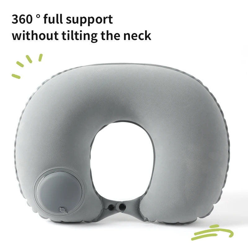 Inflatable Velvet Travel Neck Pillow