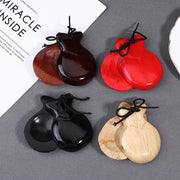 2Pcs Traditional Castanet Wood Spanish Flamenco Dance W String Hand Clapper Children Percussion Instrument