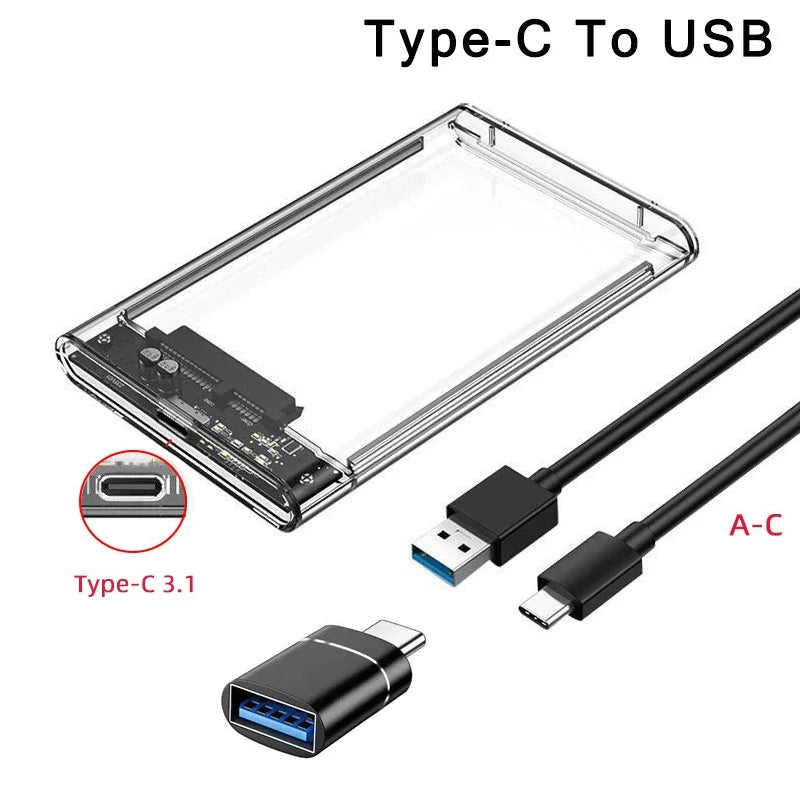 USB 3.0/Type C to SATA III Hard Disk Case for 2.5 inch HDD SSD External Hard Drive Enclosure Harddisk Boxs Support UASP HDD Box